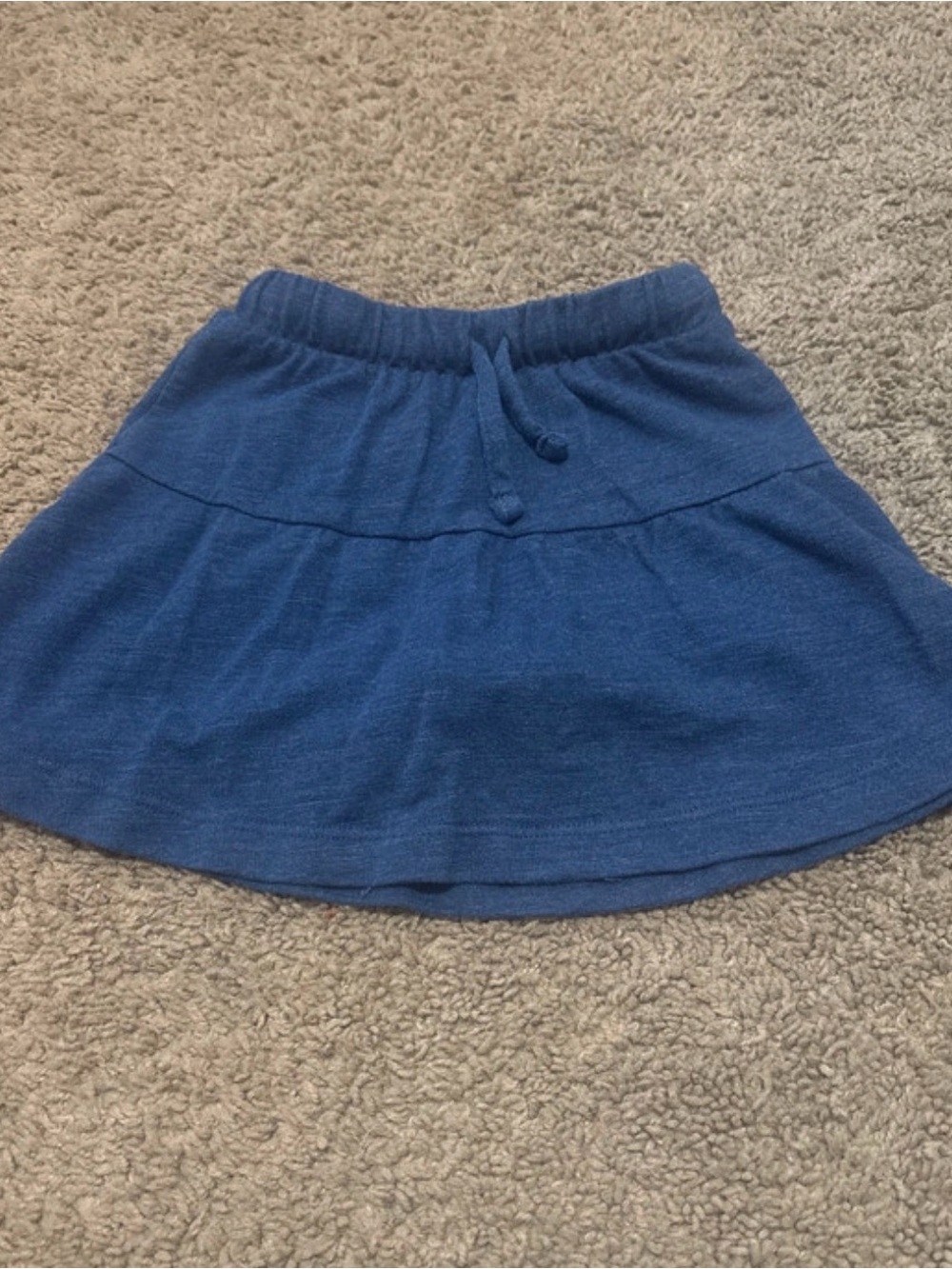 Casual Blue Knit Skater Skort with Drawstring Waist